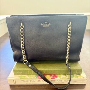 Kate Spade Black Leather Shoulder Bag with gold chain